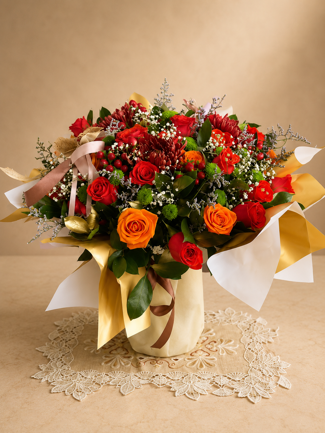 Caja de regalo personalizada con flores y chocolates