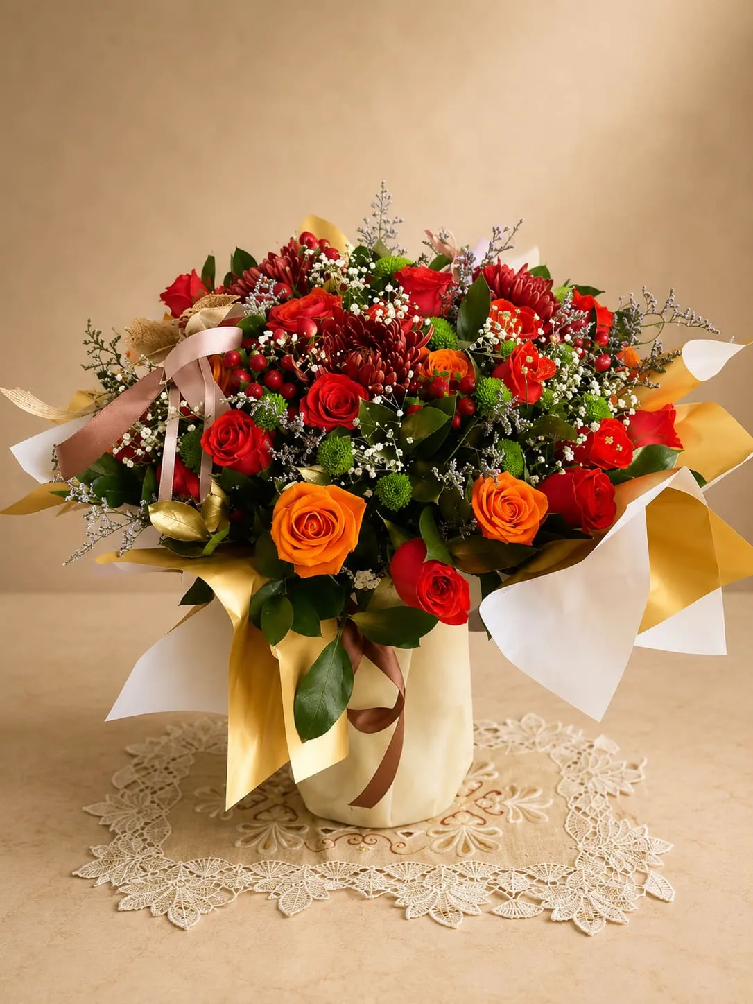 Caja de regalo personalizada con flores y chocolates
