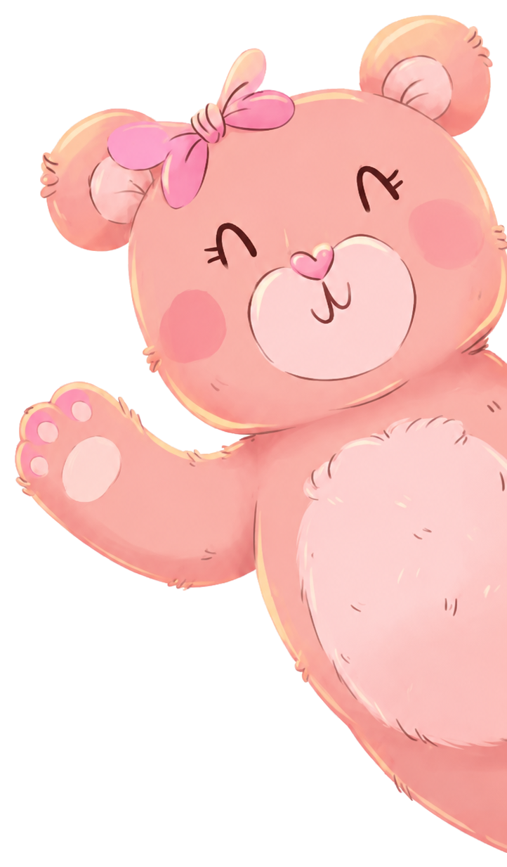 Mascota de Chocomellos — osita tierna con lazo rosa